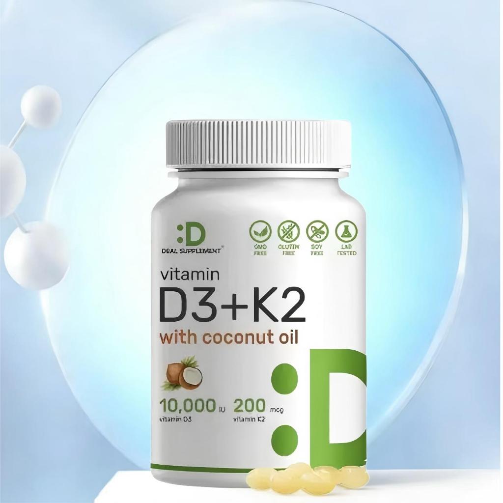 Vitamin D3 K2 5000IU 10000IU Coconut Oil 250 Softgels