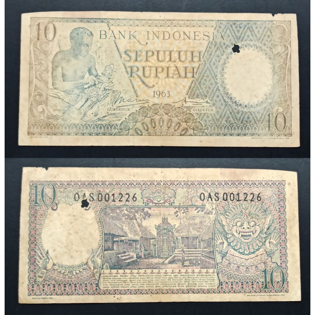uang kuno Indonesia 10 pekerja  yang 1963 p2785