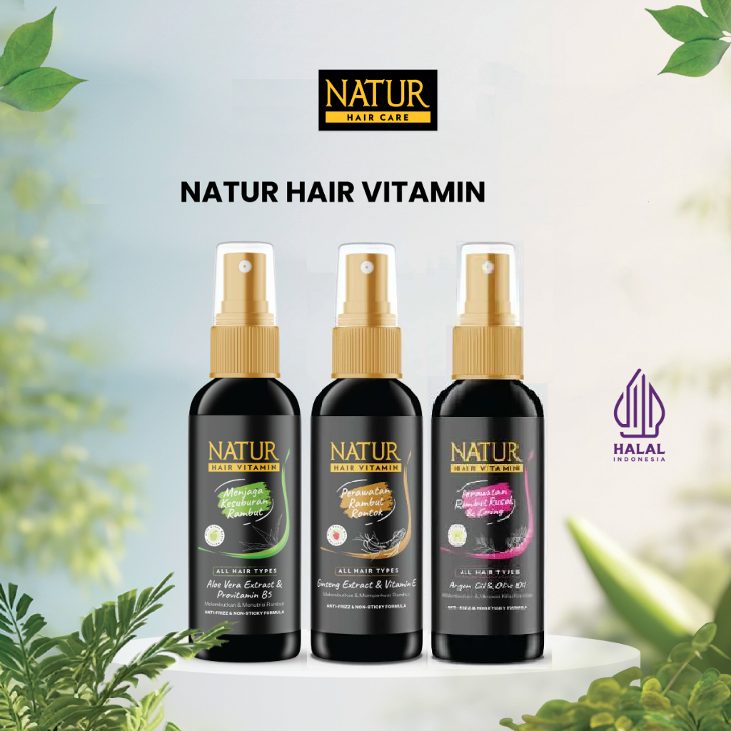NATUR Hair Vitamin 80ml - Vitamin Perawatan Rambut Rontok / Kusam / Diwarnai