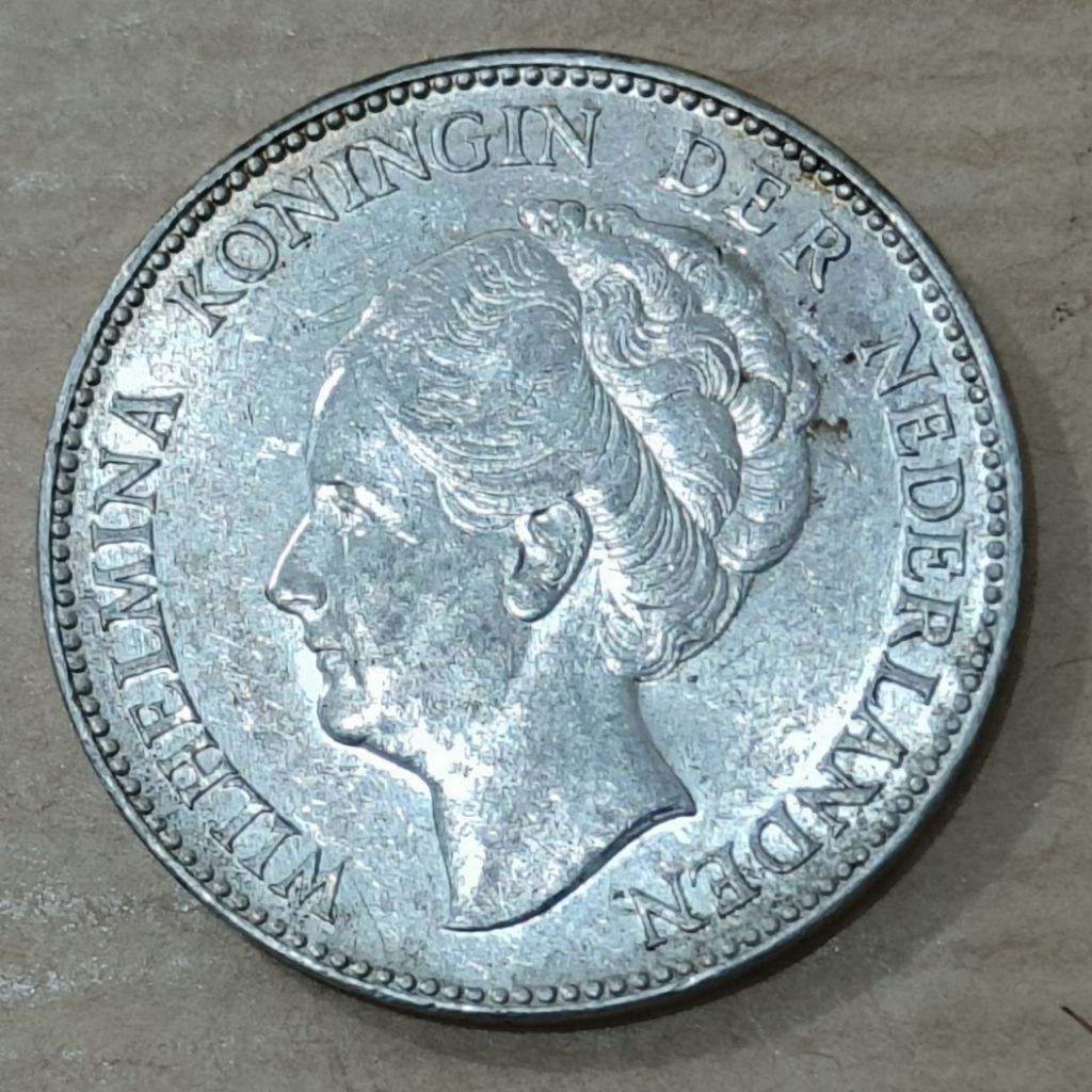 KOIN WILHELMINA 1 GULDEN 1929 LUSTER SESUAI FOTO DAN VIDEO