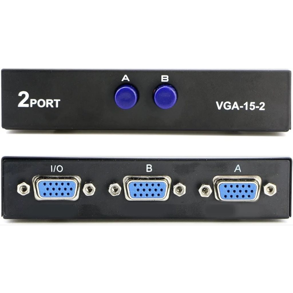 VGA SWITCH 2 Port VGA SVGA Monitor Sharing Switch Box 2 in 1 Out for LCD PC TV Monitor