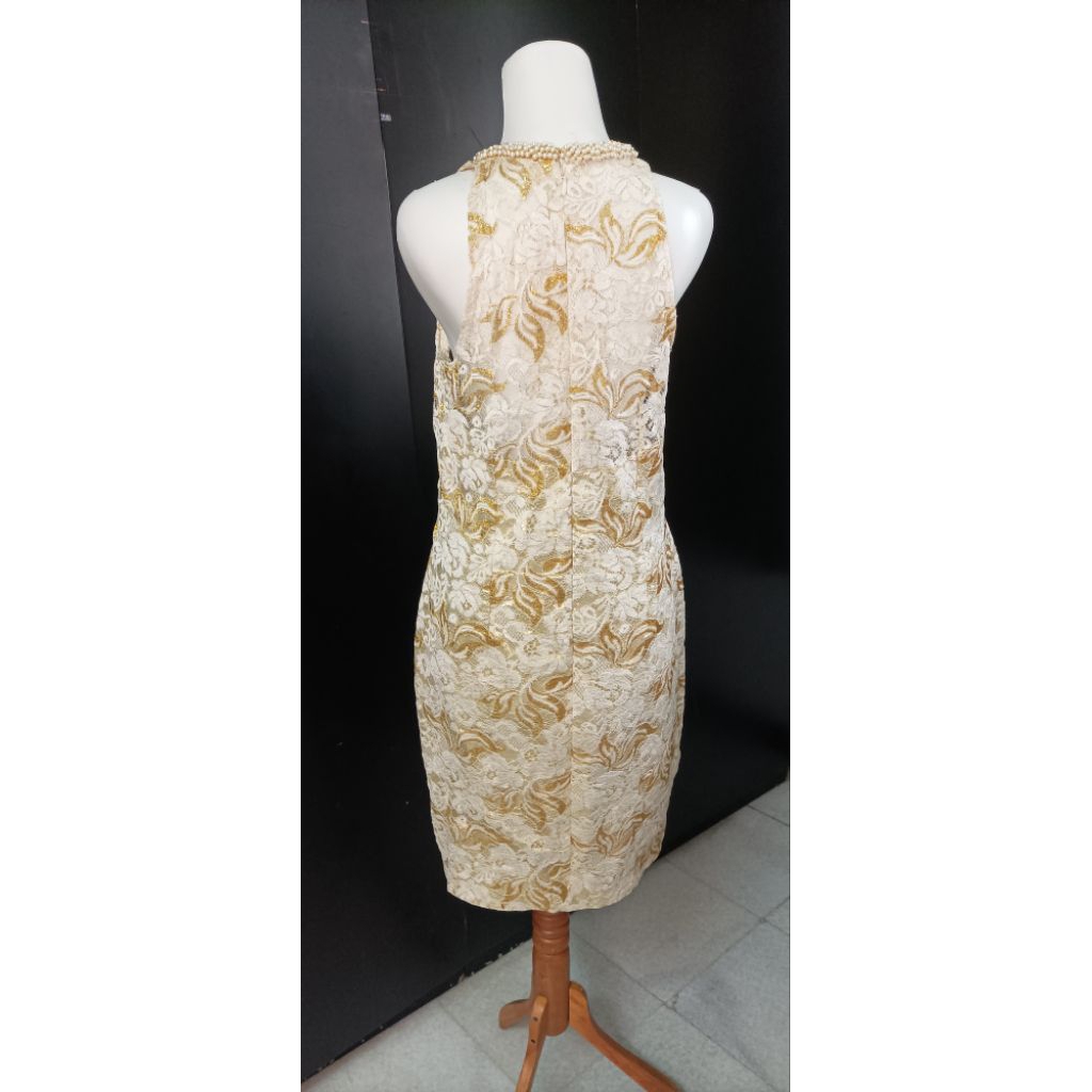 Dress brokat gold cream