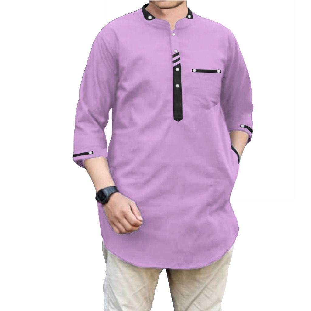 RAIHANN - BAJU KOKO KAOS KURTA PRIA LENGAN 3/4 KATUN ADEM M L XL XXL JUMBO ACARA LEBARAN SERAGAMAN W