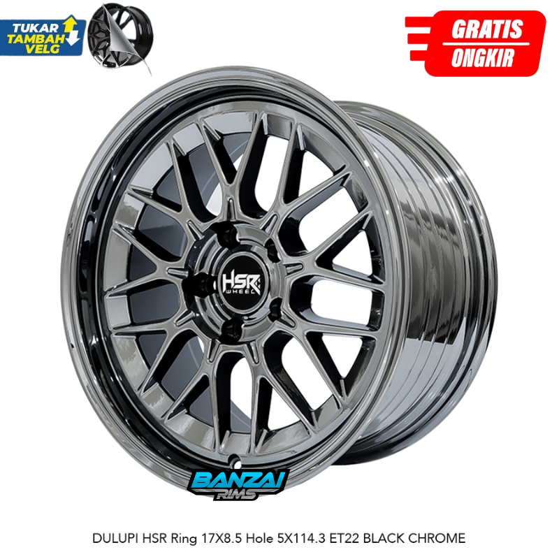 HSR DULUPI BLACK CHROME RING 18 INNOVA TERIOS RUSH CIVIC CAMRY CIVIC