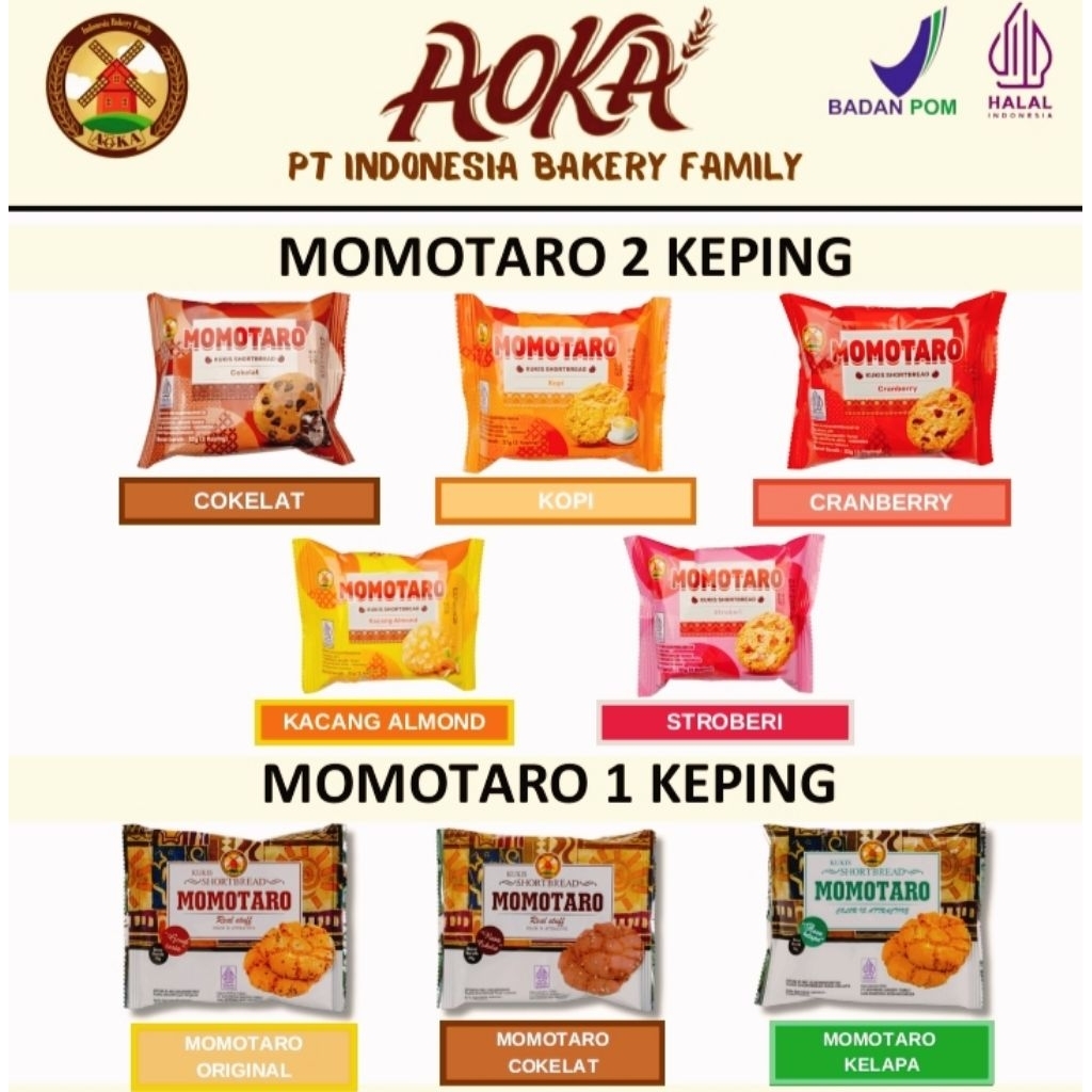 Roti Aoka Momotaro Shortbread Grosir termurah (Bisa mix 6 rasa)