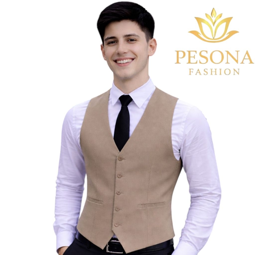 Rompi Pria Pesta Premium Warna Cream | Vest Formal Elegan | Rompi Jas Pria Dewasa