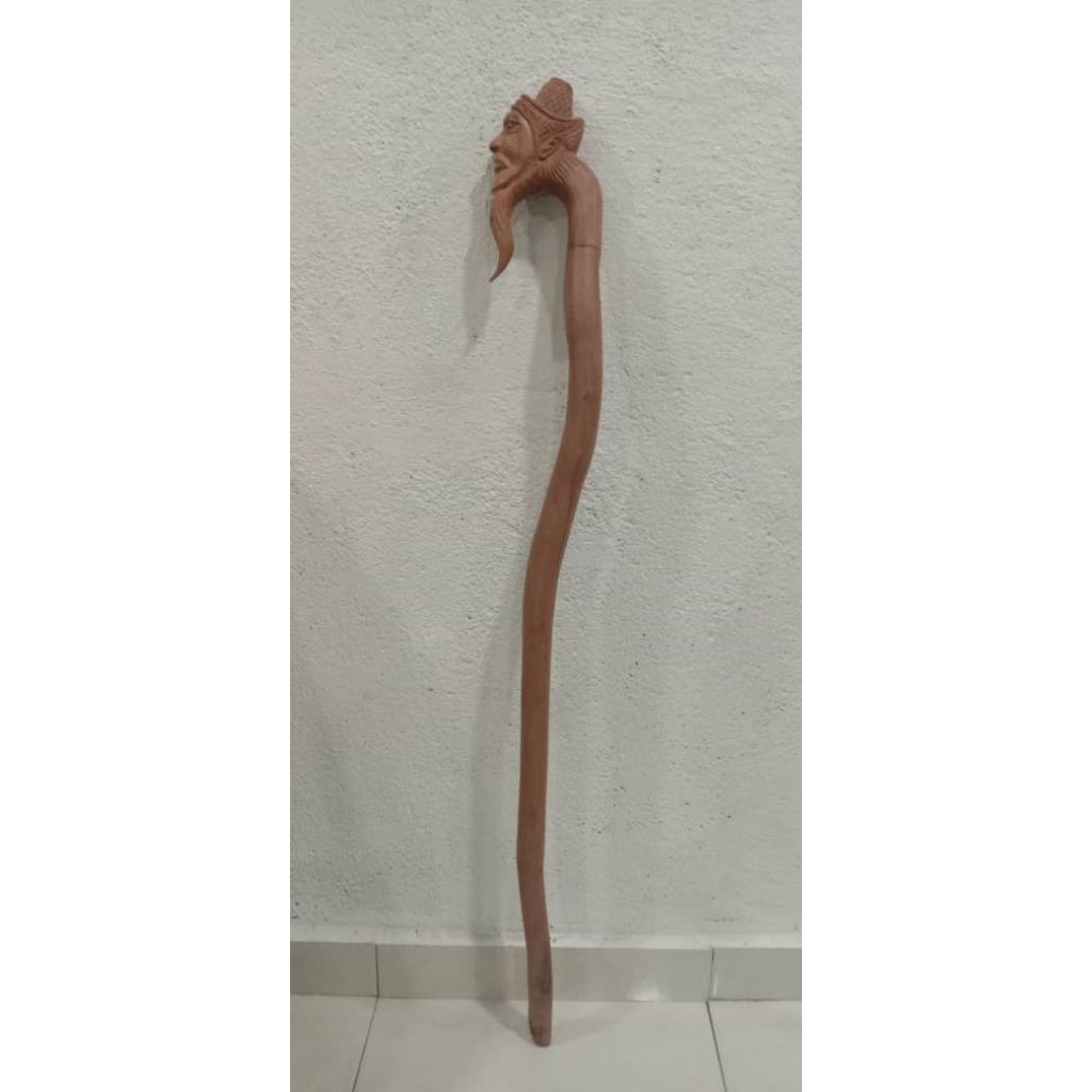 tongkat jalan kayu stigi laut super ukir kepala orang tua