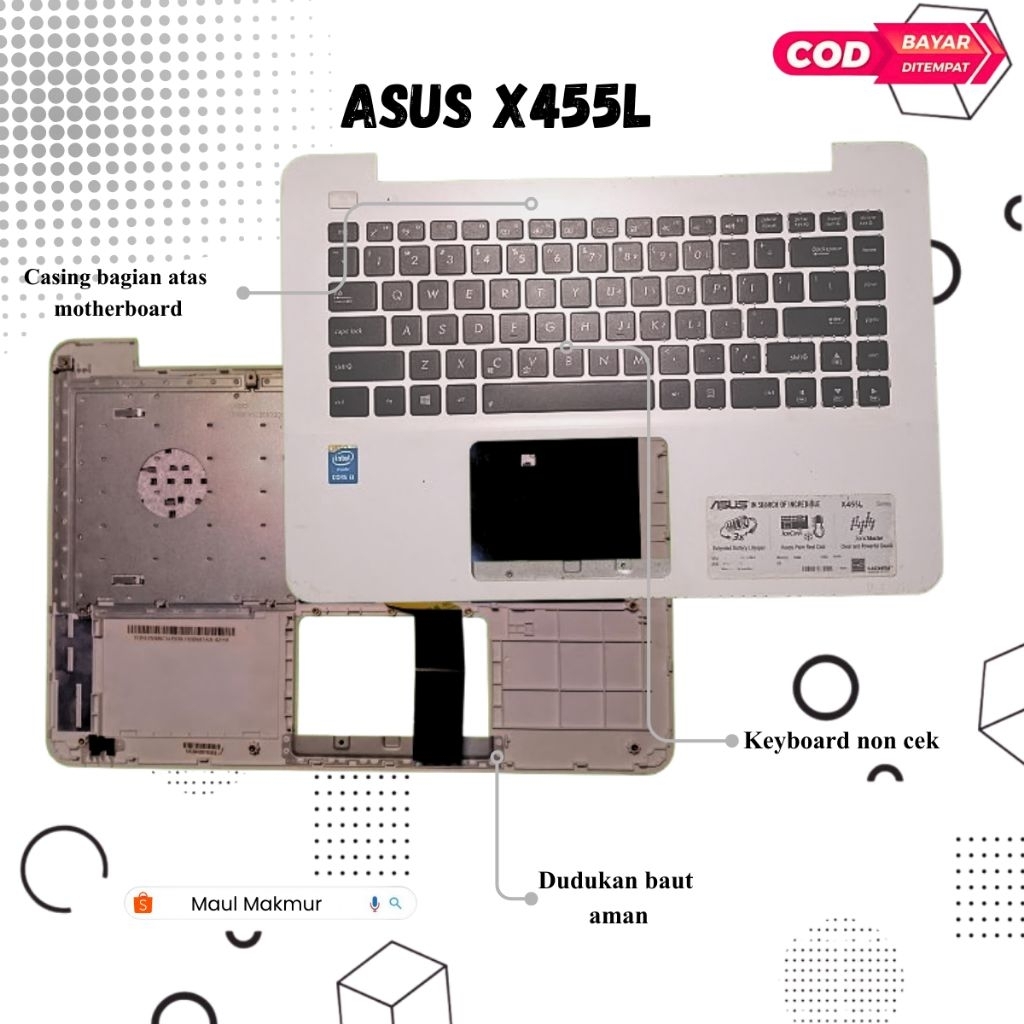 SECOND Casing Laptop Asus A455 X455 A455L X455L | Casing C Bagian Atas Motherboard Laptop