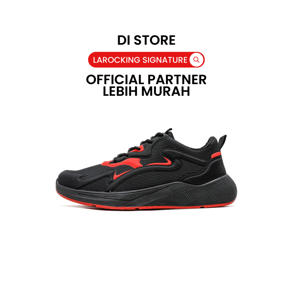 Larocking - Artemis Hitam Merah | Sepatu Sneakers Running Gym Shoes