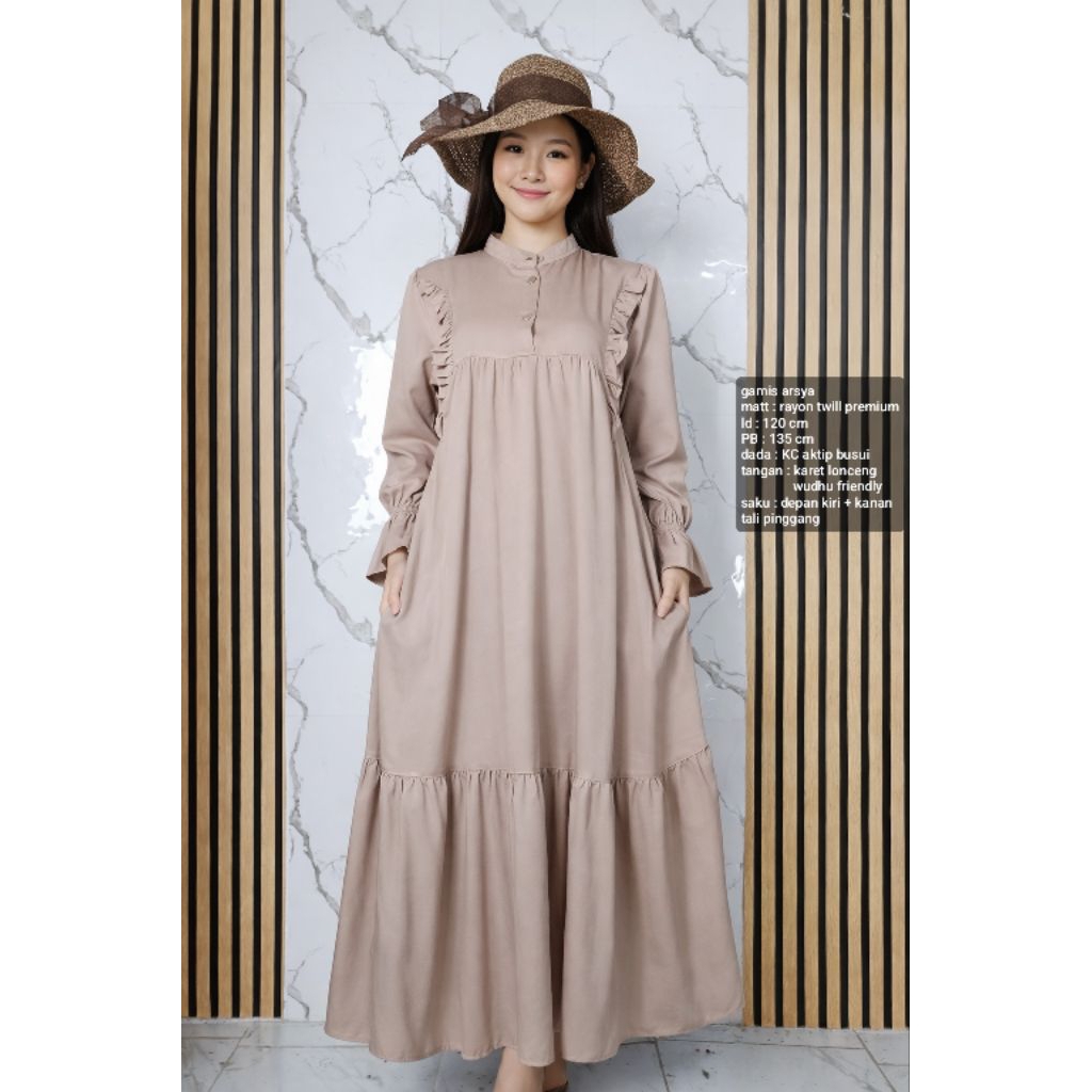 gamis wanita rayon twill adem ukuran LD 115cm