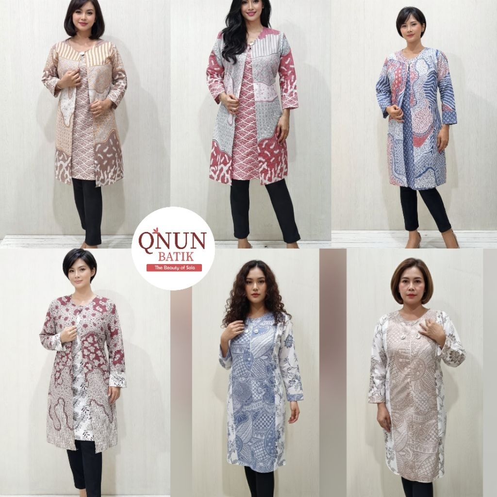 QNUN BATIK TUNIK/DRESS  dasar putih rompi