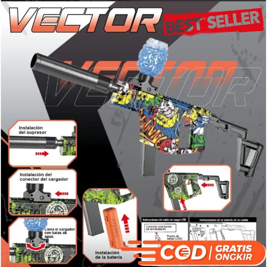 Mainan Tembakan Elektrik KRISS VECTOR FULLY/SEMI AUTOMATIC