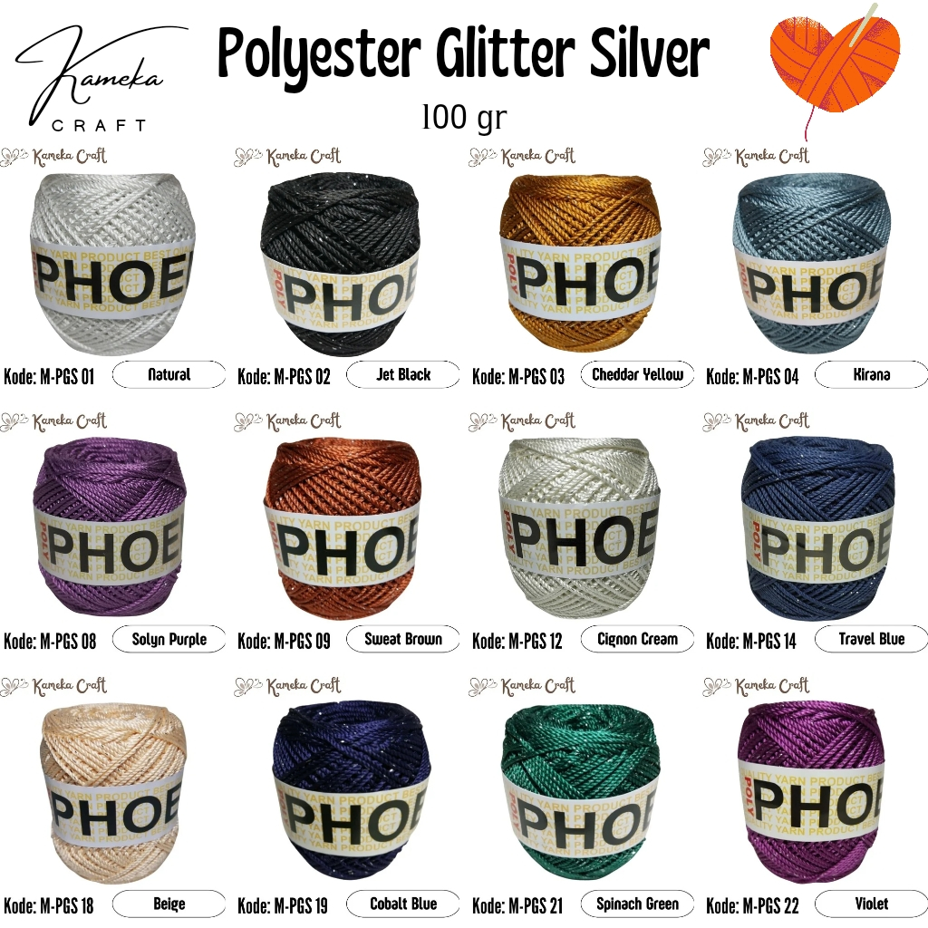 Polyester Glitter Silver/ Benang Rajut Phoenix (PGS)