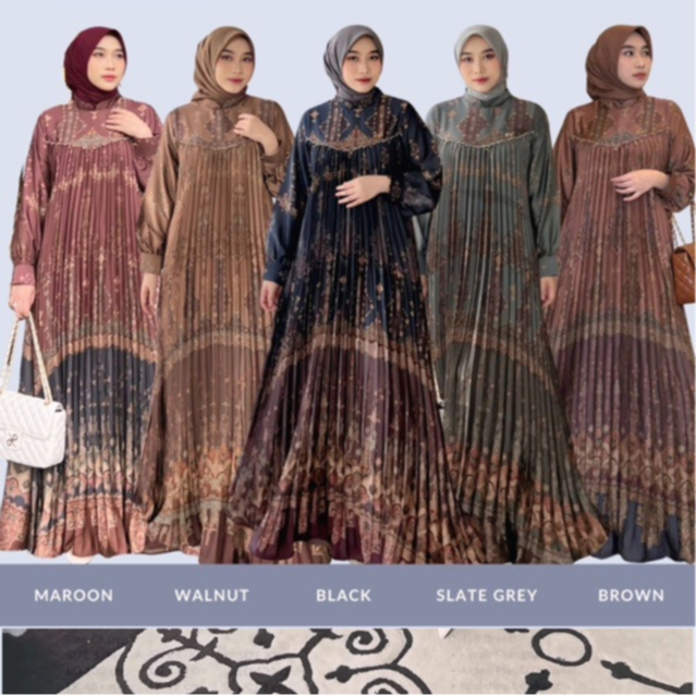 GAMIS RAYA PREMIUM SILK SHAFIRA DRESS EXCLUSIVE FASHION LEBARAN MUSLIM BUSUI KEKINIAN