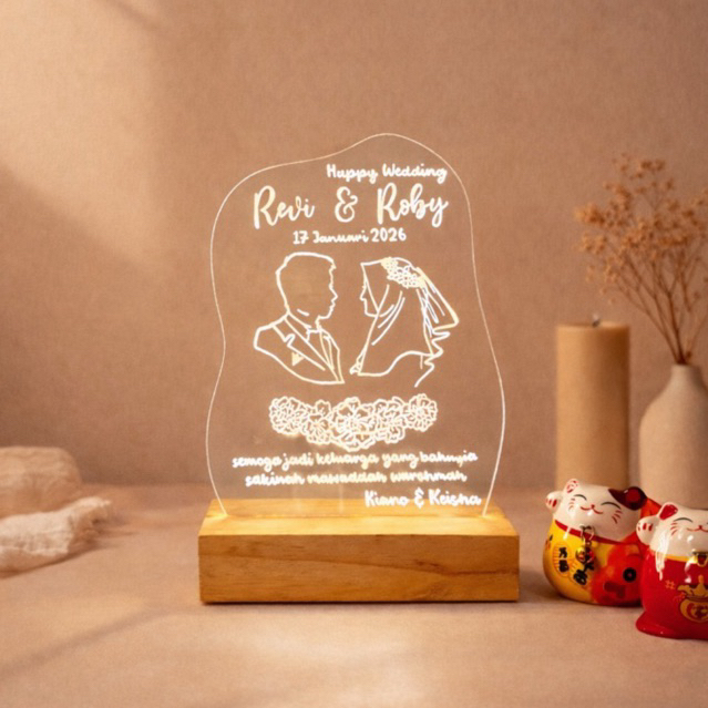 custom akrilik asimetris led hand Lettering + Siluet  / Ucapan Selamat / Custom Nama / Custom Gambar