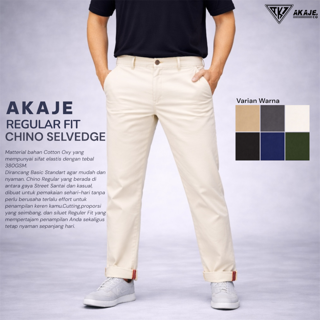 AKAJE Celana Pria Chino Reguler Panjang Original Katun Premium