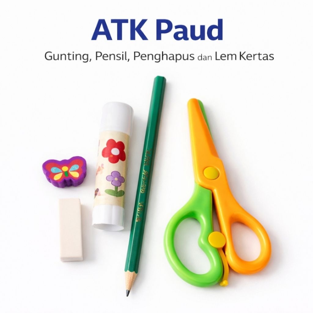 Gunting Set ATK / Pensil / Lem Kertas / Penghapus / Gunting Kertas Anak