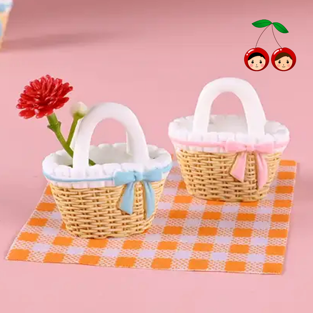 Miniatur Tas Rotan Pita - Miniatur Rattan Handbag Aksesoris Barbie