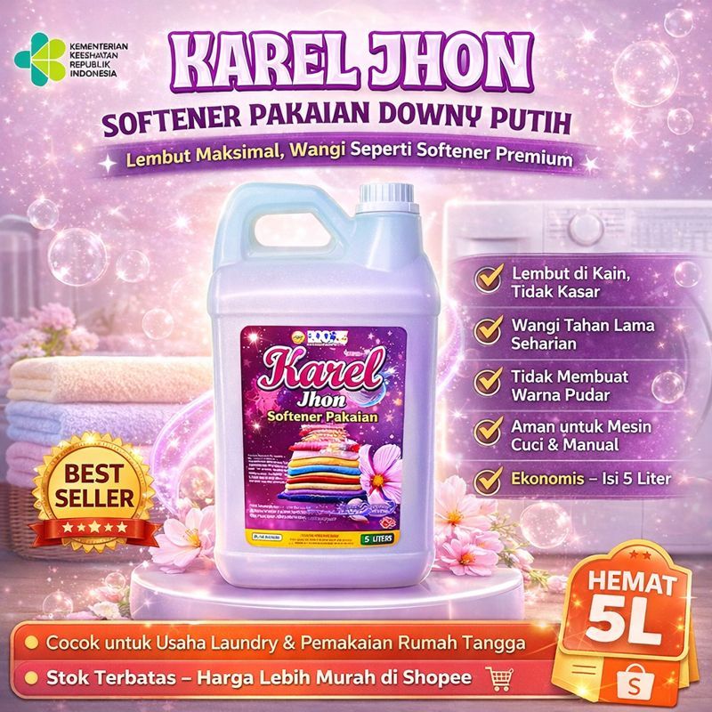 Softener Downy Putih 5L – Pakaian Lembut, Wangi Segar, dan Cerah Bersinar-Karel Jhon Semarang