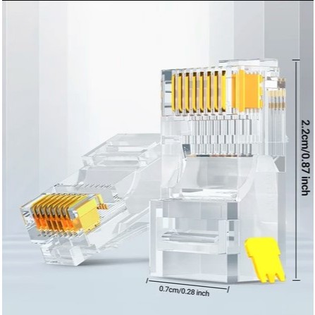 100 PCS Konektor RJ45 Modular AMPCOM CAT5e 8P8C Ujung Kabel Ethernet RJ 45 Konektor Crimp Kabel UTP 