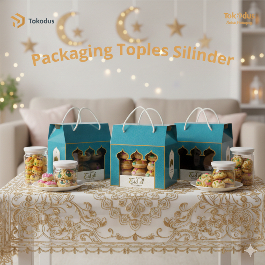 Dus Lebaran/Ramadhan Toples Jar Silinder 800ml | Box Hampers/Kue Kering ~ Tokodus Bandung