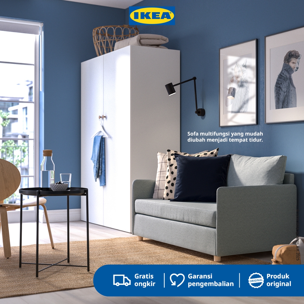IKEA FRIDHULT Sofa Bed / Tempat Tidur 2 Dudukan KNISA Abu uda