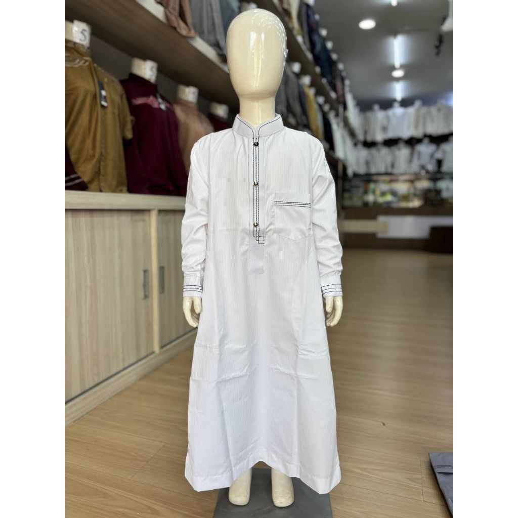 Boomar - (The Aryz) Gamis Anak Motif List Garis - Untuk Anak Umur 7-14 Tahun