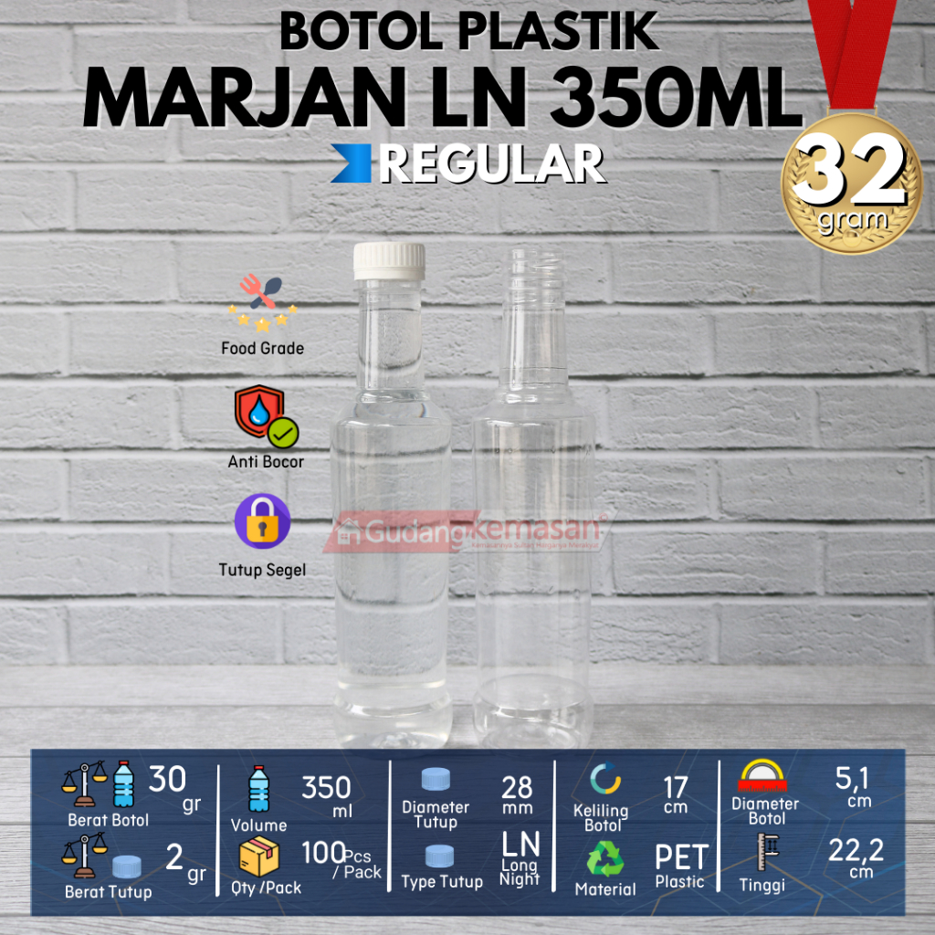 BOTOL PLASTIK 350ML MARJAN KECIL TUTUP LN WARNA WARNI - FLASH