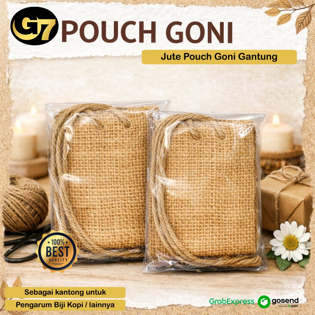 Kantong Kain Goni Tali Gantung Serut Pouch Organizer Penyimpanan Serbaguna Goni Premium Unik Kekinia