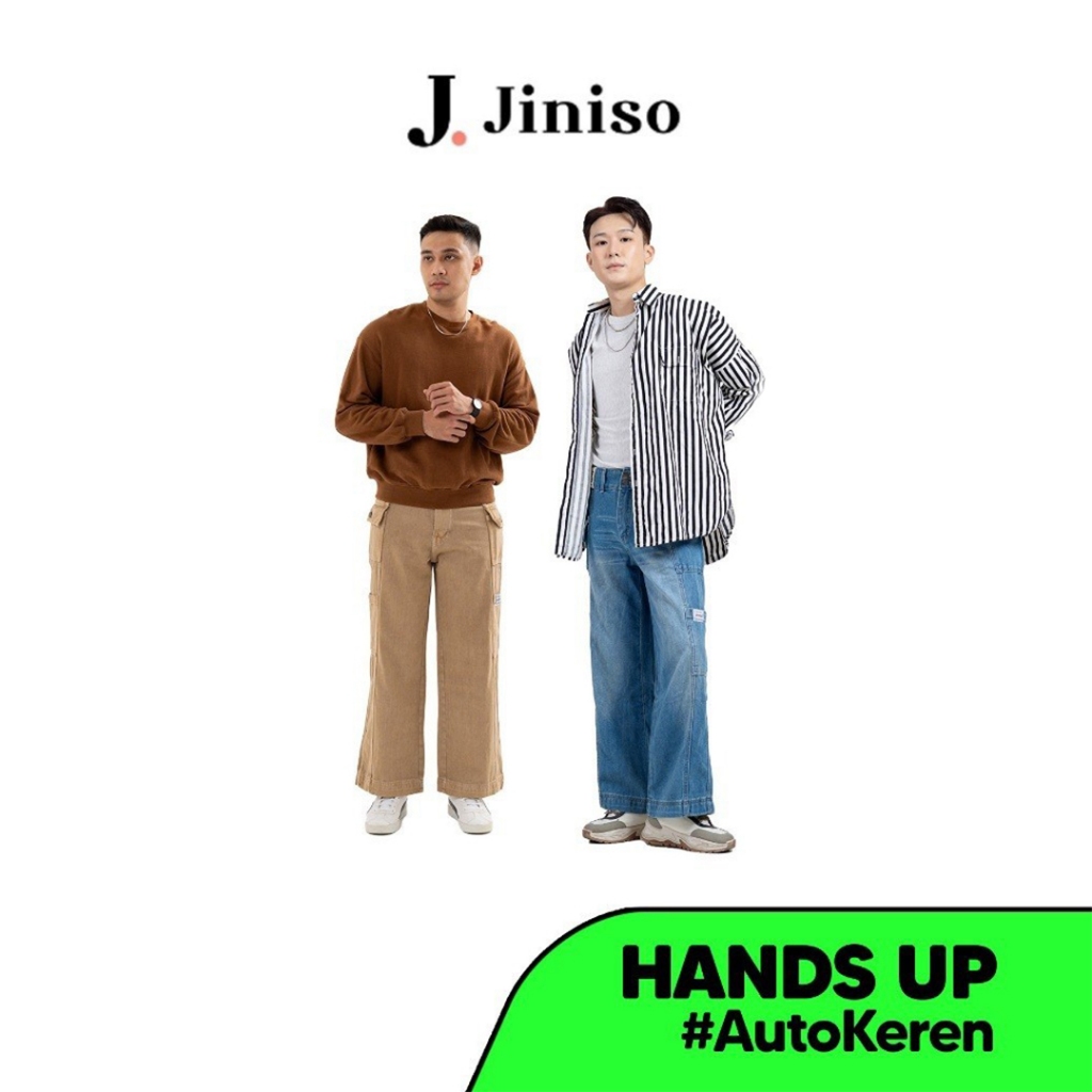 JINISO Cargo Baggy Denim Jeans Pria
