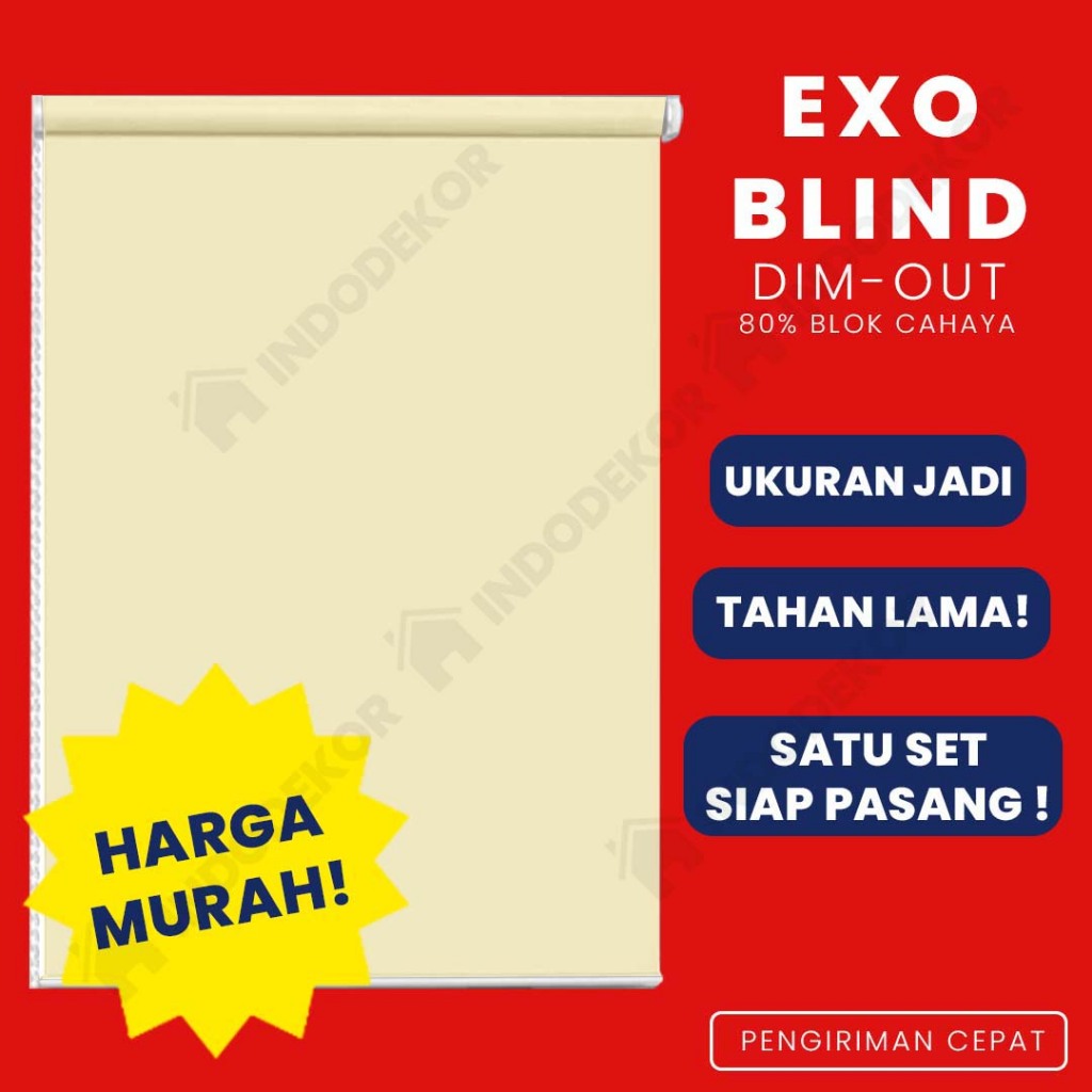 Roller Blind Dimout EXO / Sharp Point Ukuran Jadi - Tirai Gulung Jendela