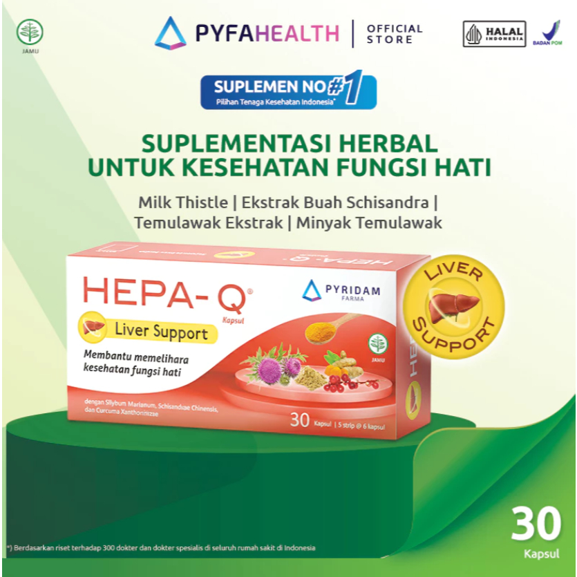PYRIDAM FARMA HEPA-Q 30 KAPSUL |  SUPLEMEN KESEHATAN HATI, HEPATITIS
