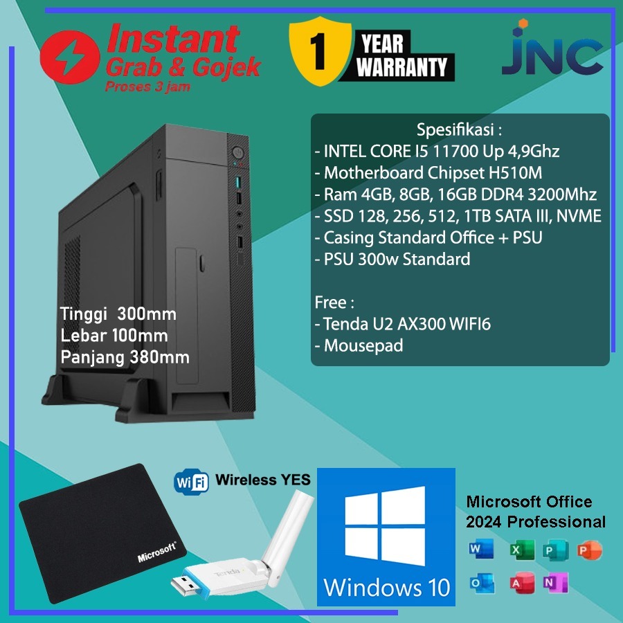Komputer Rakitan Slim I7 11700 Up 4,8Ghz Gen11 RAM 16GB SSD 1TB Office CPU Intel