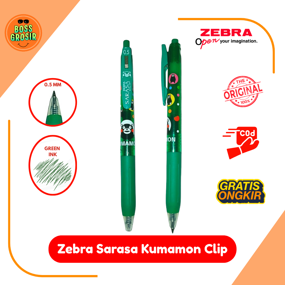 Boss Grosir - Zebra Sarasa Kumamon Clip 0.5mm JJ115 Satuan / Pulpen/ Pulpen Lucu / Pulpen Enak / Nya