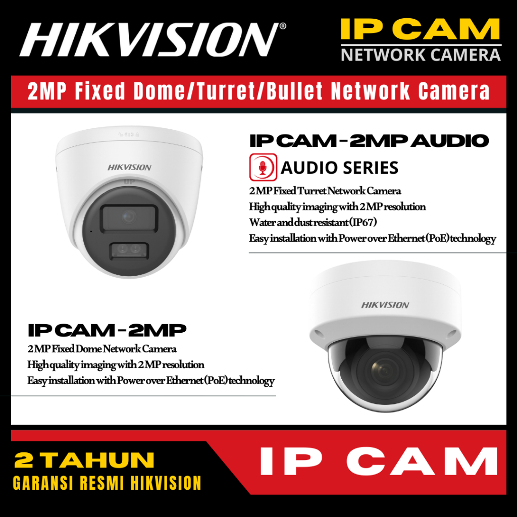 hikvision ip camera 2mp audio poe ip cam kamera cctv indoor