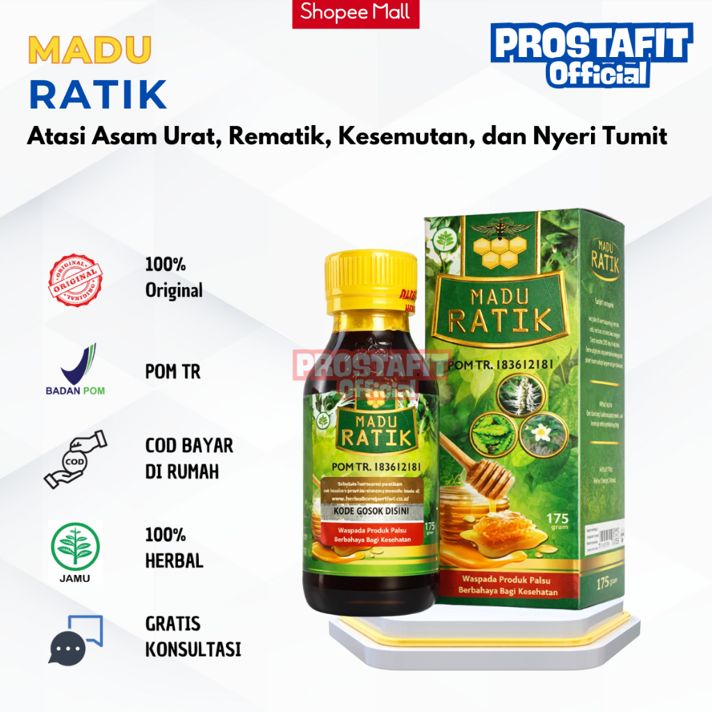 Madu Ratik Herbal Original 100% Untuk Atasi Asam Urat, Rematik, Kesemutan, dan Nyeri Sendi