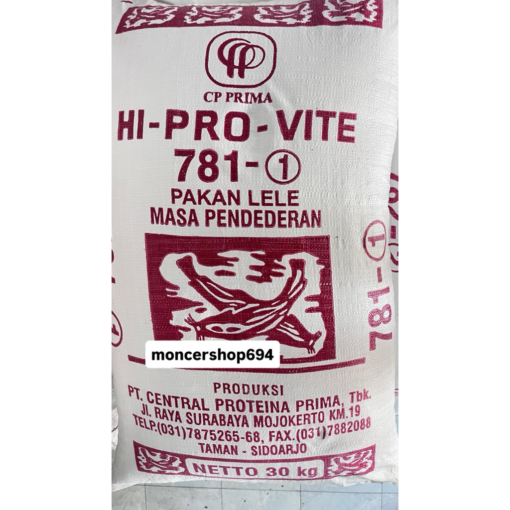 HI PRO VITE 781 Sidoarjo ukuran -1 mm protein min 31 % /30 kg 1 karung / pakan lele/pelet lele/ pur 