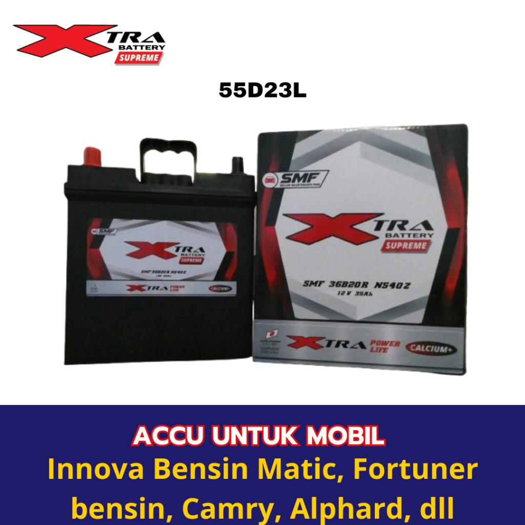 Aki Mobil XTRA SPRM 55D23L Aki KERING Mobil Innova Bensin Matic, Fortuner bensin, Camry, Alphar