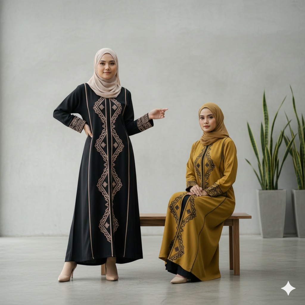 Gamis Abaya Arabian Rayon Mewah Lebaran Muslimah Elegan Jumbo Longgar Busui Adem