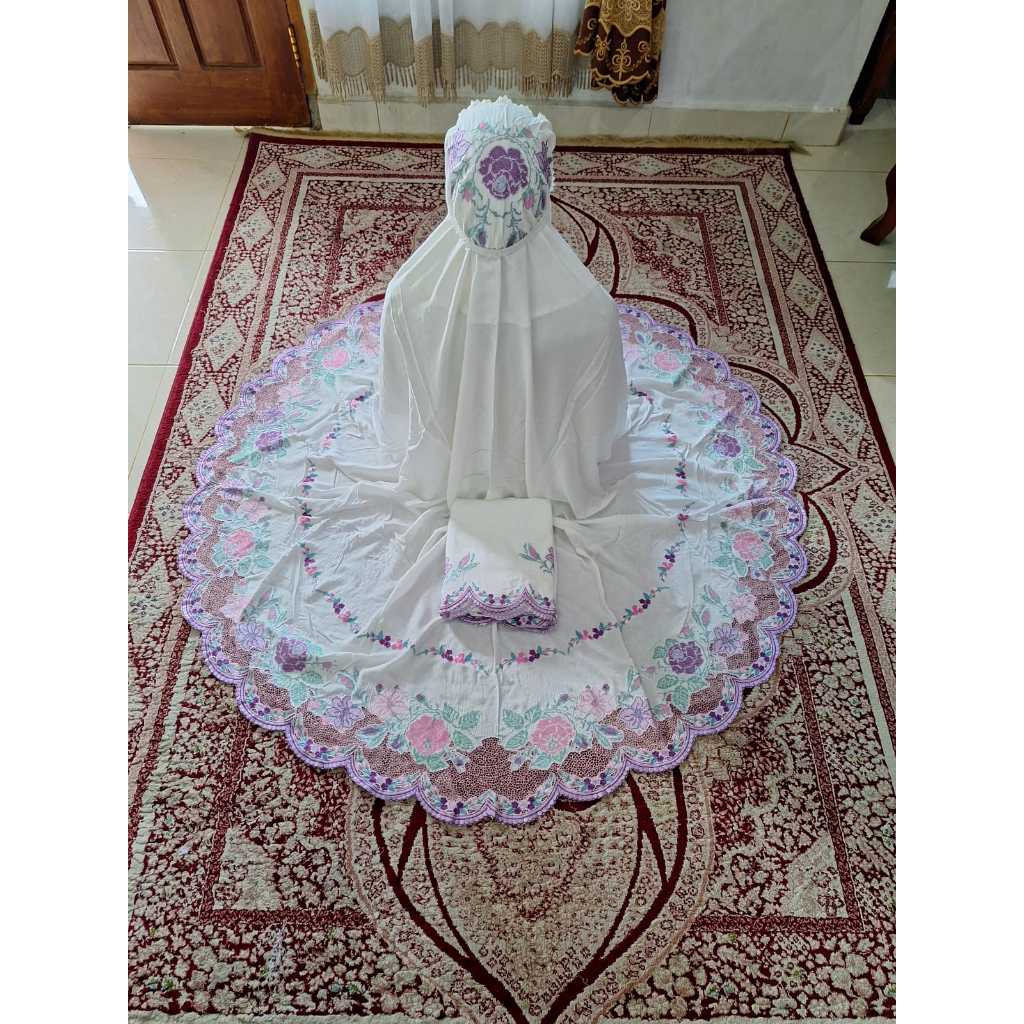 Mukena Kerancang Katun Rayon Kerancang Manual Mix Strimin