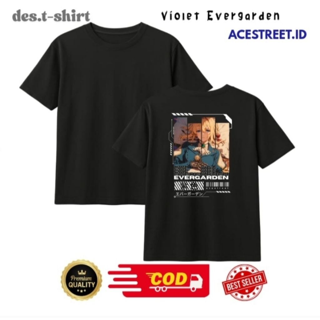 KAOS REGULER VIOLET EVERGARDEN-SHIRT PRIA WANITA BOXY || Kaos Distro Streetwear Unisex Cotton Combed