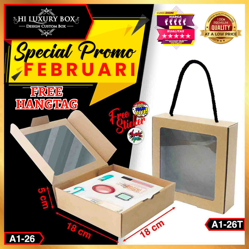 Box Hampers Kraft - Kotak Kado - Gift Box - Dus Baju Hijab Coklat Mika Transparan - A1-26