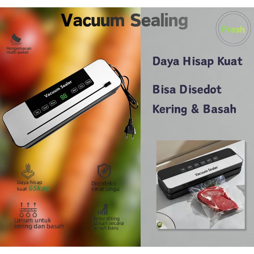 Mesin Segel Vakum Rumah Tangga Mini - Otomatis Kompres Makanan, Mesin Segel Plastik Makanan Portable