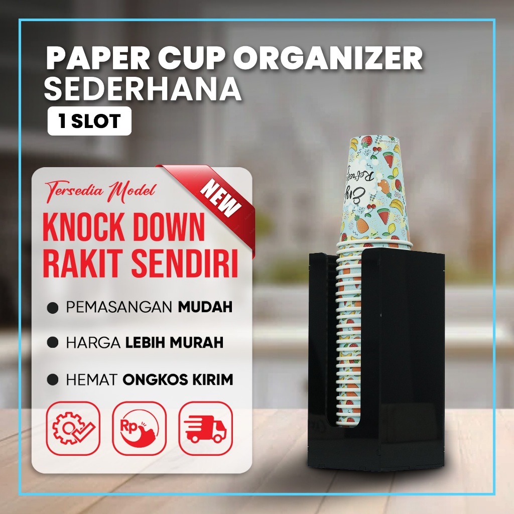 Rak Paper Cup Akrilik/ Rak Cup Holder Simple/ Rak Cup Organizer Sederhana/ Rak Cup Organizer Multifu