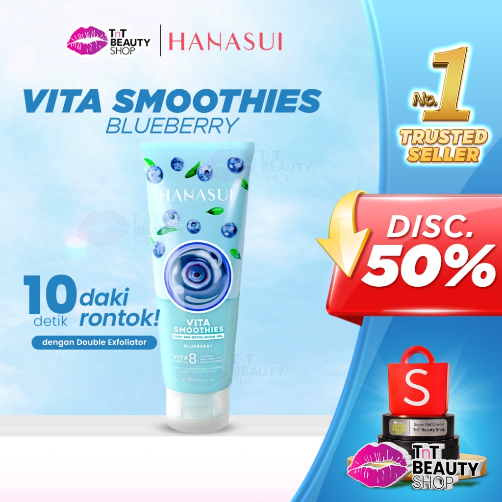Hanasui Body Spa Blueberry With Collagen 180ml | Gel Pembersih Perontok Daki Tubuh | TnT Beauty Shop