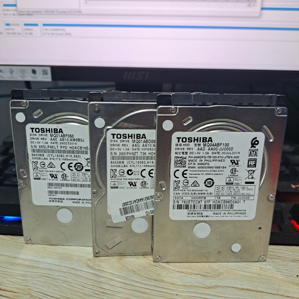 HARDISK Laptop 1TB 500 GB HDD External SSD Bahan - HDD 2'5 Rusak Bahan