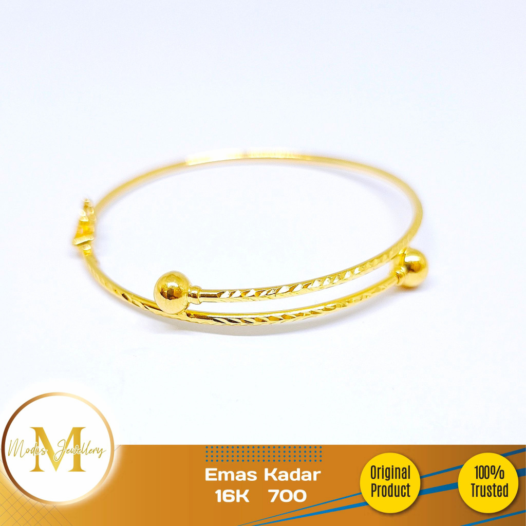 MODIS JEWELLERY - Gelang Bangle Bayi/Anak Motif Tinju Kuning - Emas 17k 750