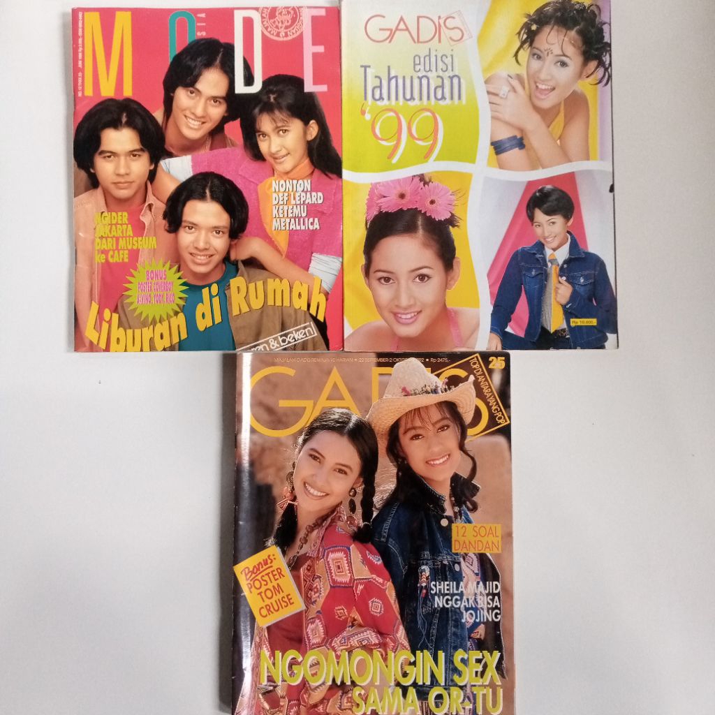 Majalah gadis edisi tahunan 99 gadis no 25  1992 majalah mode no 12 1996 BONUS POSTER majalah lifest