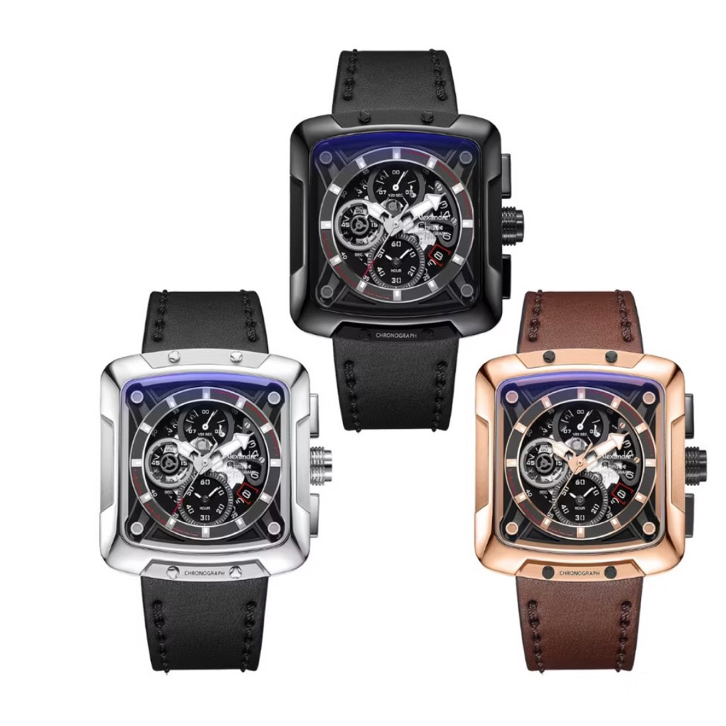 Jam Tangan Pria Automatic Alexandre Christie 3030 AC3030 AC 3030 Brown Black Original Otomatis