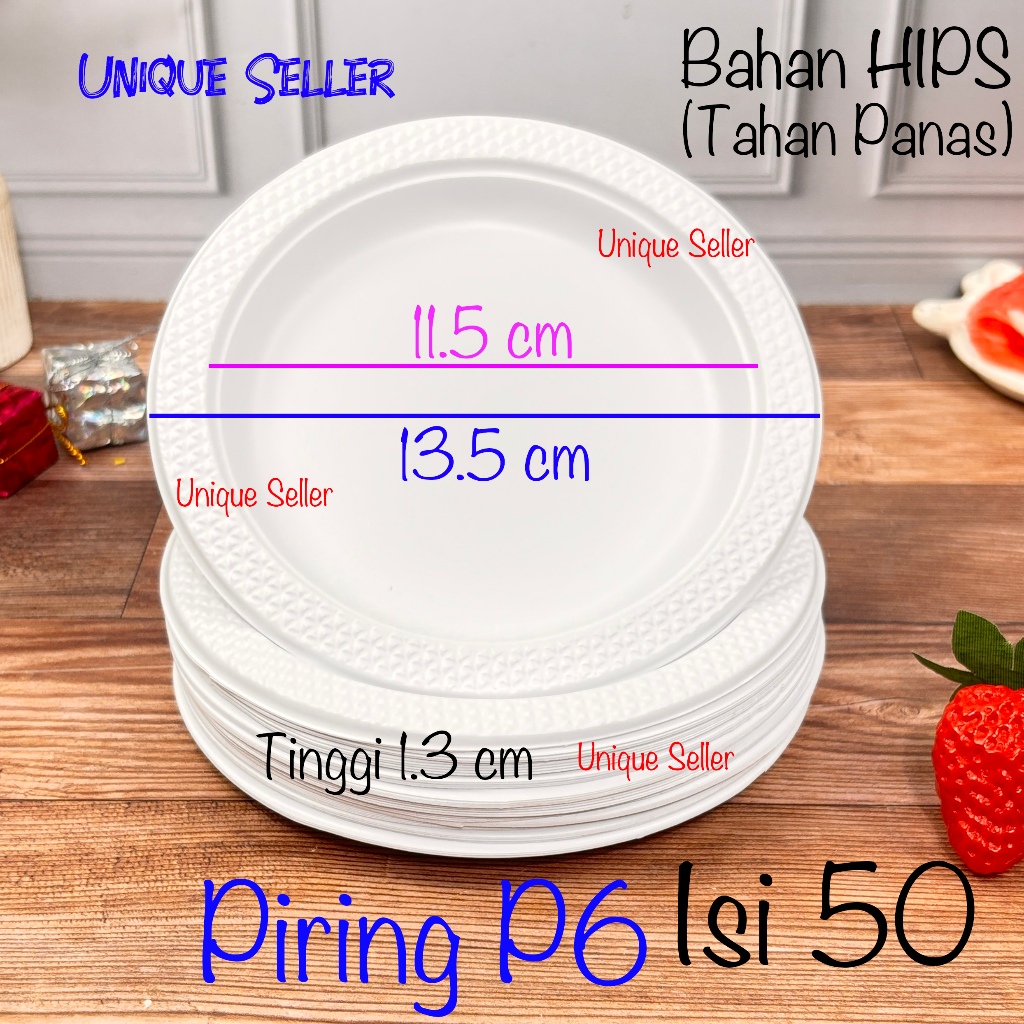 [Isi50] Piring Plastik Kecil P6 Uk 6 HIPS Tahan Panas  Piring Buah Rujak Kue Tart Ultah Ulang Tahun
